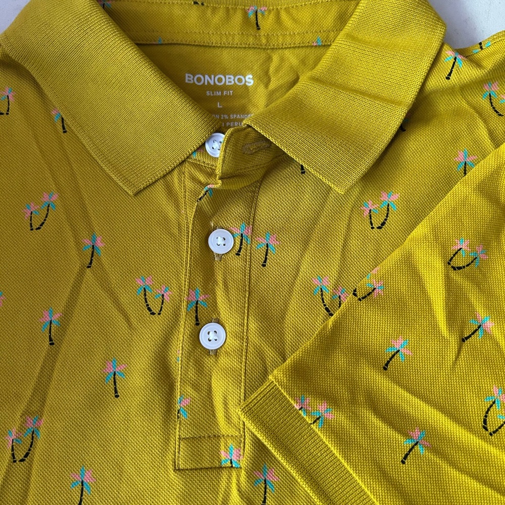 Bonobos Kids Polo in Bright Yellow with Palm Print